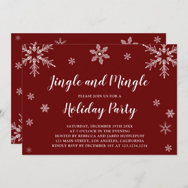 Invitación Jingle Y Mingle Rojo Y Blanco (Anverso / Reverso)