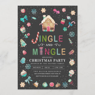 Invitación Jingle y Navidades mingle Fiesta Gingerbread