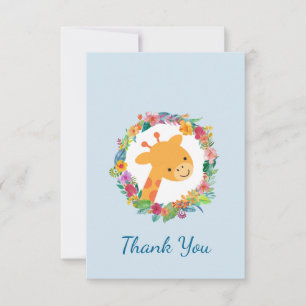 Invitación Jirafa Adorable con un Agradecimiento de Fiesta de