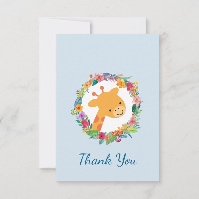 Invitación Jirafa Adorable con un Agradecimiento de Fiesta de (Anverso)