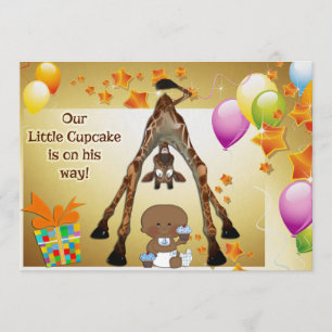Invitación Jirafa, bebé étnico y magdalenas Baby Shower