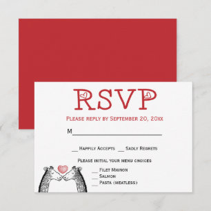 Invitación Jirafa Burgundy RSVP Roja Compromiso Boda