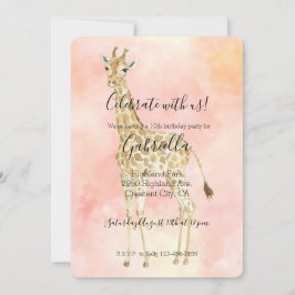 Invitación Jirafa de melocotón sonrosado