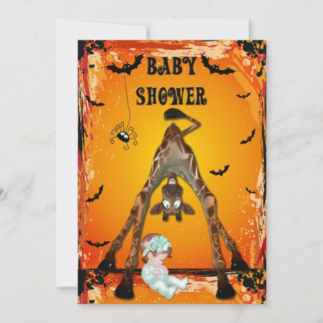 Invitación Jirafa divertida de Baby Shower del chica de (Anverso)
