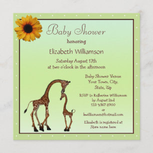 Invitación Jirafa linda Baby Shower verde neutral de la mamá