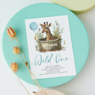 Invitación Jirafa linda salvaje cumpleaños boho animal