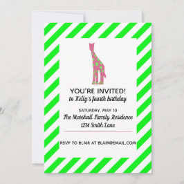 Invitación Jirafa rosa y verde