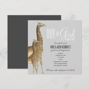 Invitación jirafa safari GÉNERO REVELAR ducha de bebé Invitat