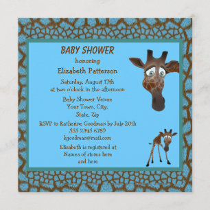 Invitación Jirafas de Baby Shower y estampado de animales