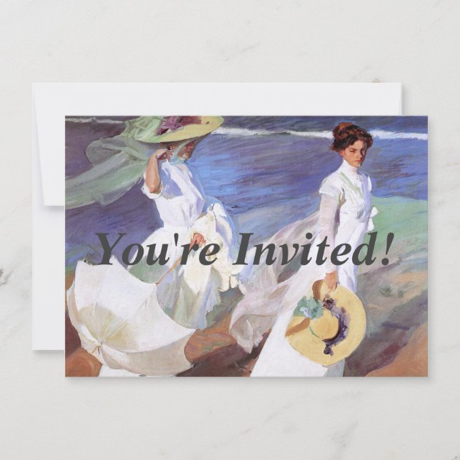 Invitación Joaquin Sorolla Women Walking Beach (Anverso)