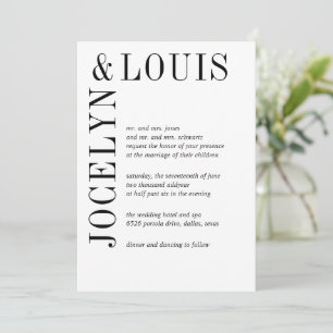 Invitación Jocelyn Black and White Modern Boda