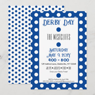 Invitación Jockey Lunares de Seda Azules y Blancos Fiesta Der