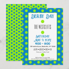 Invitación Jockey Lunares de seda verdes y azules Derby