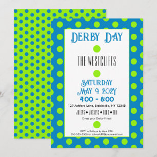 Invitación Jockey Lunares de seda verdes y azules Derby