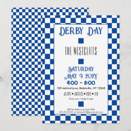 Invitación Jockey Seda Bloques Azul y Blanco Derby