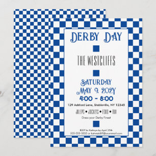 Invitación Jockey Seda Bloques Azul y Blanco Derby