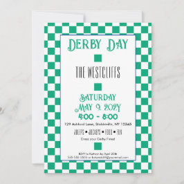 Invitación Jockey Seda Bloques Verde y Blanco Derby