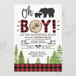 Invitación Joder Baby Shower Woodland Bear Cupe chico