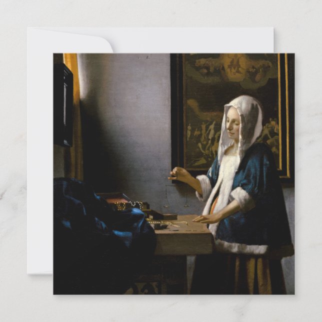 Invitación Johannes Vermeer - Mujer con equilibrio (Anverso)