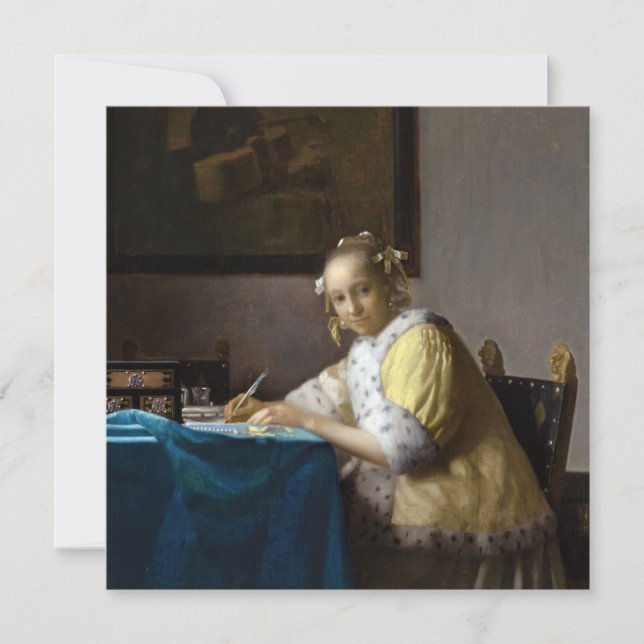 Invitación Johannes Vermeer - Una dama escribiendo una carta (Anverso)
