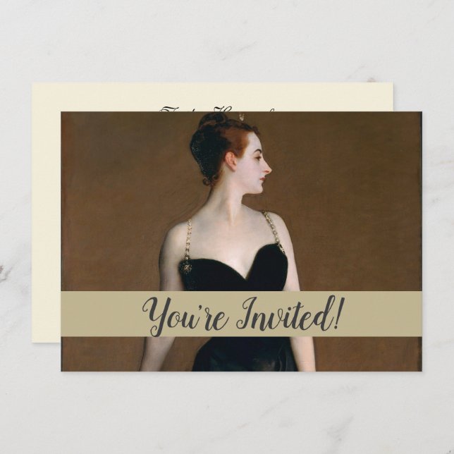 Invitación John Singer Sargent Madame X Classic Retrato (Anverso / Reverso)