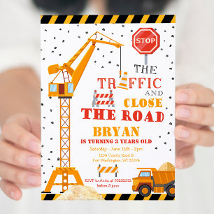 Invitación Join the Crew Boy Construction Birthday Invitation