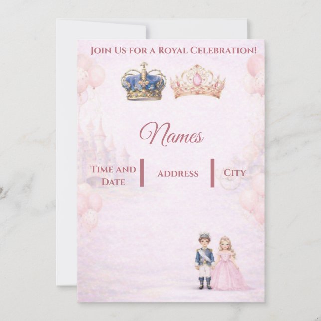 Invitación Join us for a Royal Celebration Birthday Invites (Anverso)