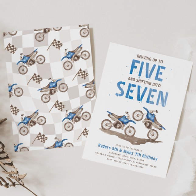 Invitación Joint 5th & 7th Dirt Bike Birthday Invitation (Subido por el creador)