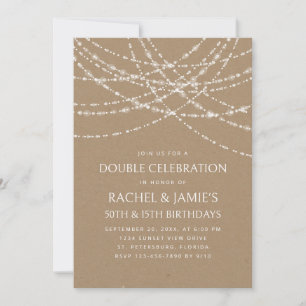 Invitación Joint Double String Lights Kraft Birthday