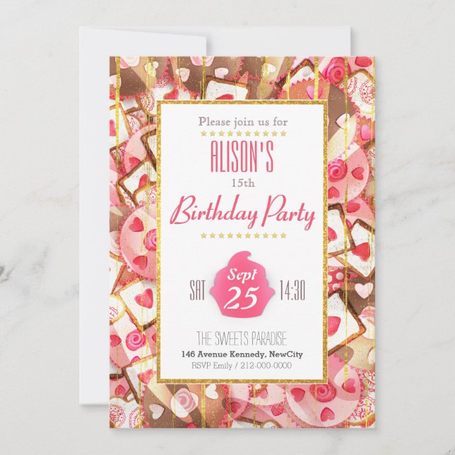 Invitación Jolie carte d'invitation de Fête Anniversaire (Anverso)