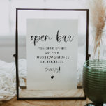 Invitación JOLIE Minimalista Boho Funny Open Bar Rótulo<br><div class="desc">Este signo de barra abierta cuenta con un lindo tipo de letra boho escrito a mano y un diseño minimalista moderno con una sencilla combinación de color blanco y negro. Cambie fácilmente el tipo de letra y el color de fondo para que coincidan con el evento. Es perfecto para un...</div>