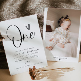 Invitación JOLIE Modern Minimal Boho 1er cumpleaños Foto