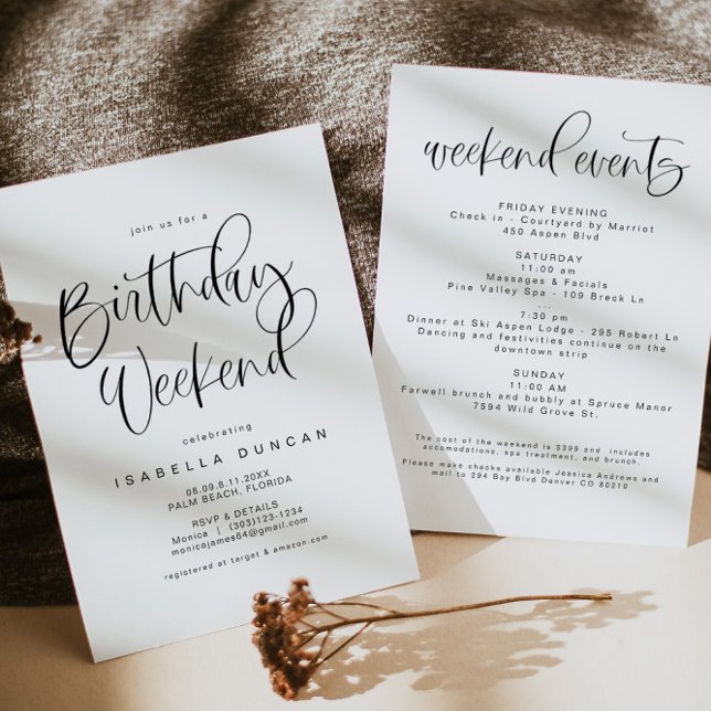 Invitación JOLIE moderna bohemia cumpleaños fin de semana Iti (Subido por el creador)