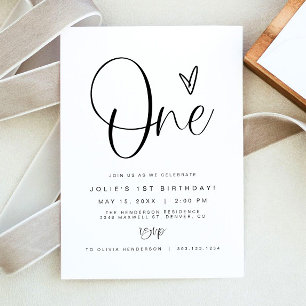 Invitación JOLIE Moderno Minimalista UN Boho Primer cumpleaño