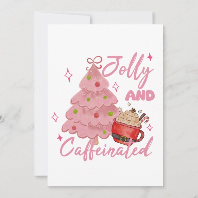 Invitación Jolly and Caffeinated Christmas Tree Coffee Design (Anverso)