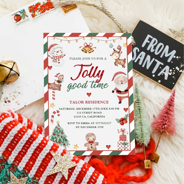 Invitación Jolly Good Time Santa Navidades Fiesta (Subido por el creador)