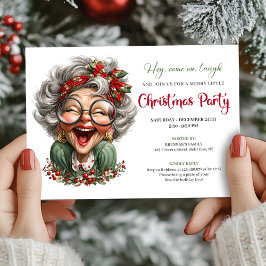 Invitación Jolly Holiday Grandma Cartoon Xmas Party Invite