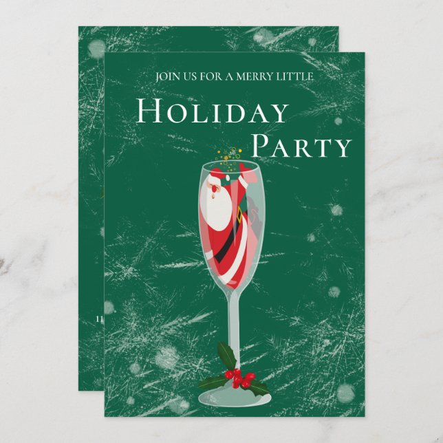 Invitación Jolly Navidades Cheers Santa Champagne Holiday (Anverso / Reverso)
