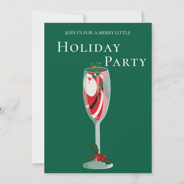 Invitación Jolly Navidades Cheers Santa Champagne Holiday (Anverso)