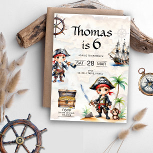Invitación Jolly Pirates 6º cumpleaños
