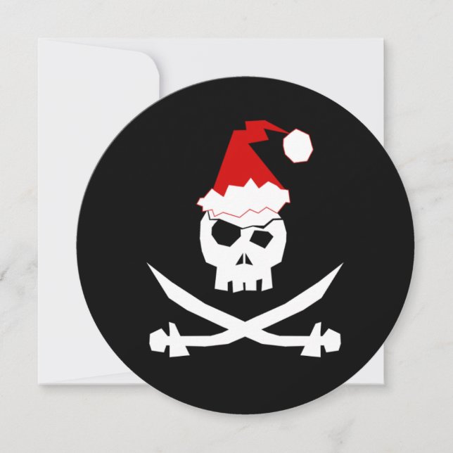 Invitación + Jolly Roger | Pirata Santa + [Fiesta de vacacion (Anverso)