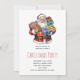Invitación Jolly Santa Claus Fiesta de Navidades clásicos