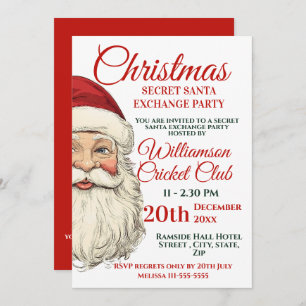 Invitación Jolly Santa Navidades Santa Exchange Fiesta