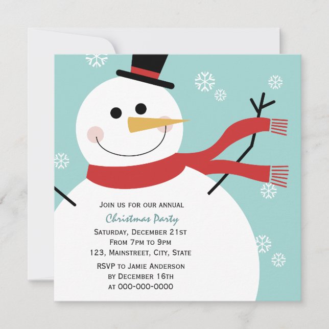 Invitación Jolly Snowman Navidades Fiesta (Anverso)