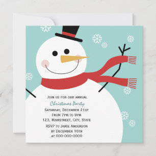 Invitación Jolly Snowman Navidades Fiesta