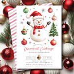 Invitación Jolly Snowman Ornament Exchange Fiesta<br><div class="desc">Celebra la temporada festiva con nuestra alegre invitación de intercambio de ornamentos navideños navideños. Este encantador diseño cuenta con un encantador muñeco de nieve, perfecto para dar un tono alegre a sus reuniones de vacaciones. Invitar a amigos y familiares a unirse a la diversión de intercambiar ornamentos, creando recuerdos duraderos...</div>