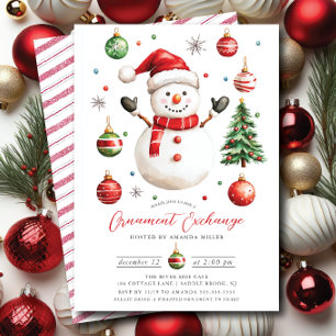 Invitación Jolly Snowman Ornament Exchange Fiesta