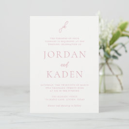 Invitación Jordan Pink Elegant Wedding