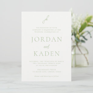 Invitación Jordan Soft Sage Script Monograma Elegante Boda