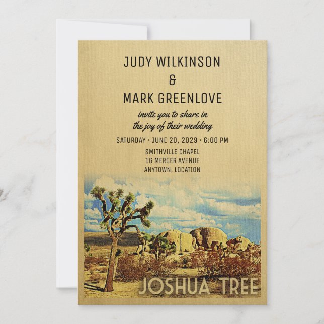 Invitación Joshua Tree Wedding Invitation California Park (Anverso)
